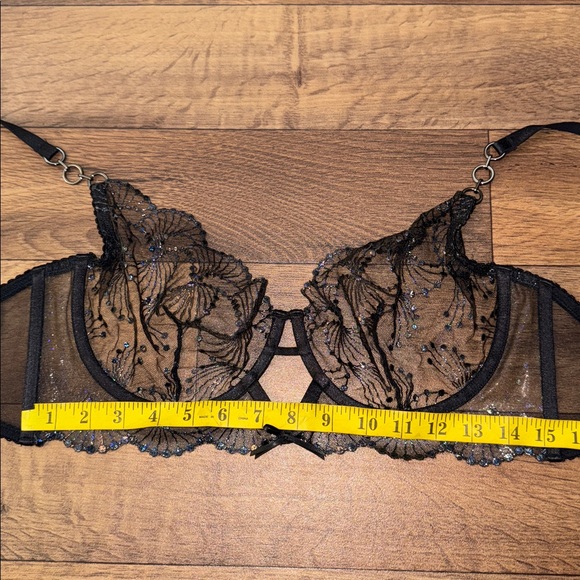 Honey Birdette Size 32H Sexy Lace Bra Shimmer Sarah Style Black Flirty Lingerie - Picture 10 of 12